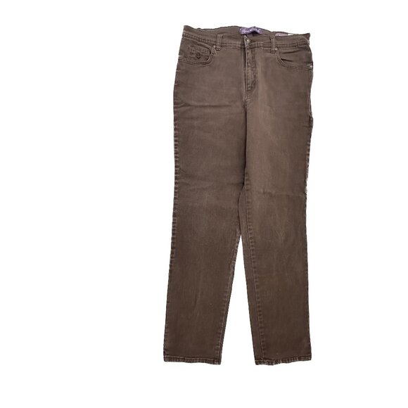 Gloria Vanderbilt Amanda Straight Leg Women's size 12 Long Brown Denim Jeans - Picture 1 of 4